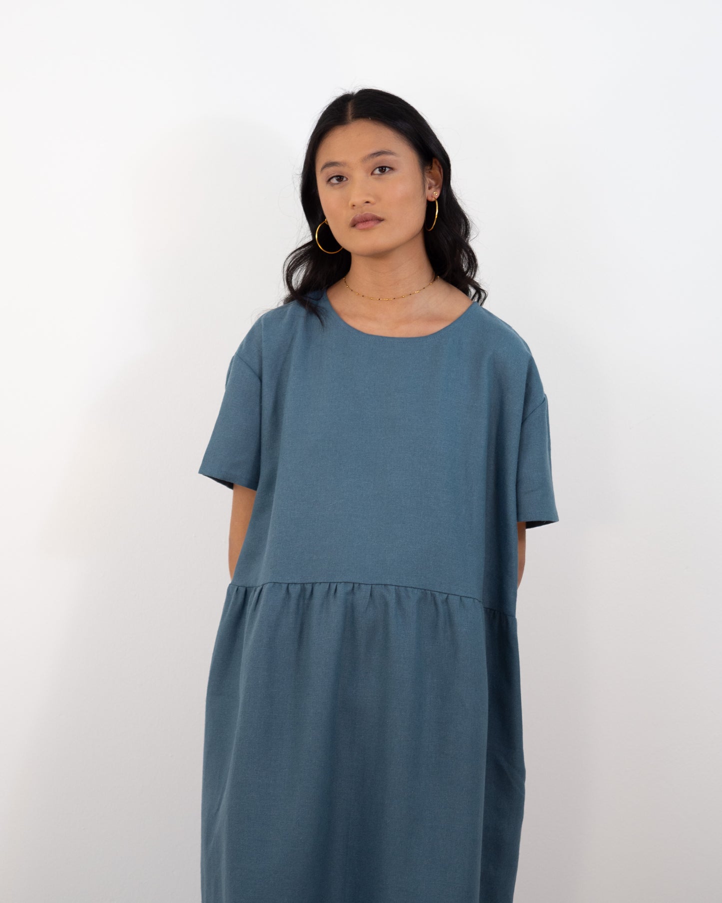 Anetta Lino azul  turquesa
