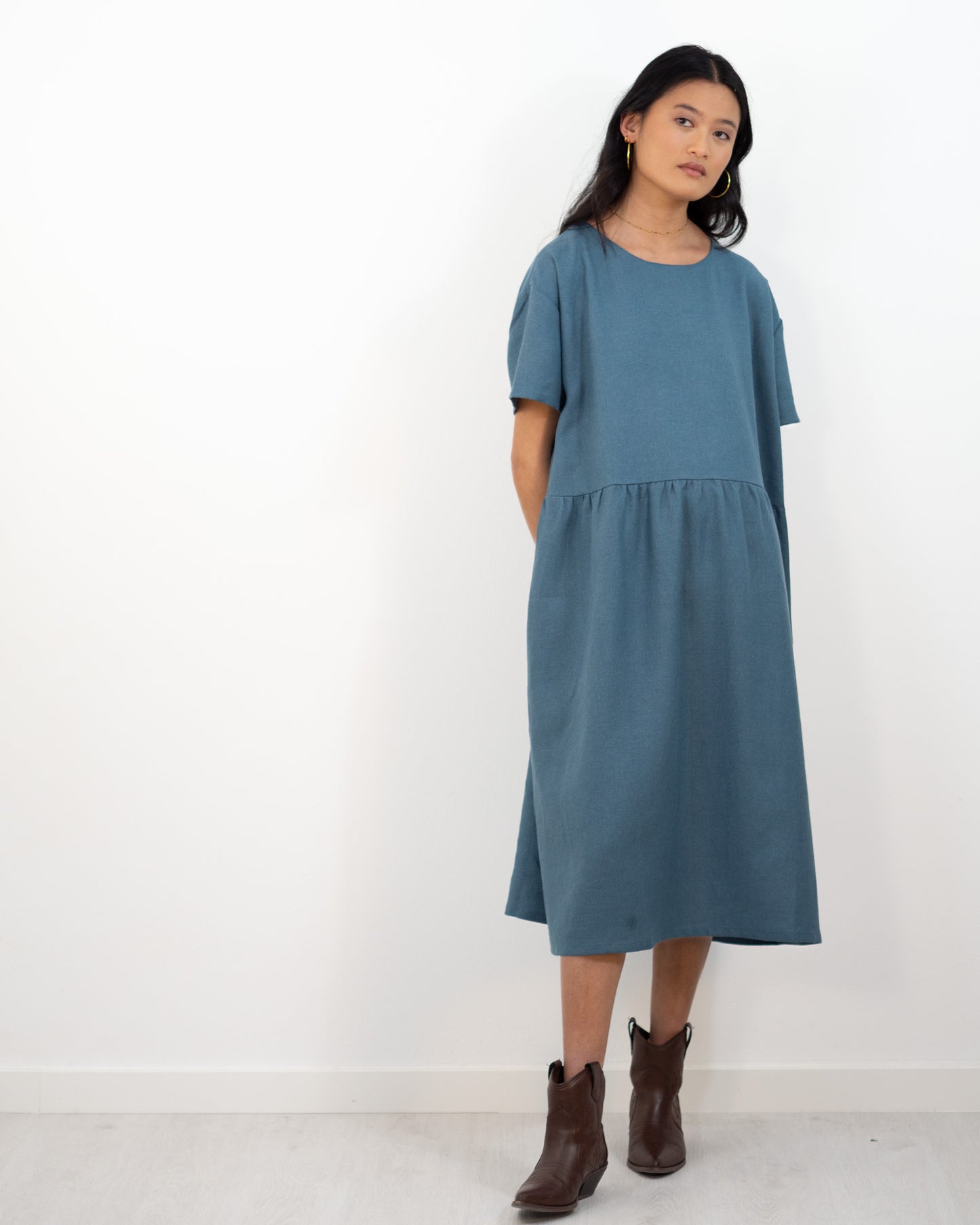 Anetta Lino azul  turquesa