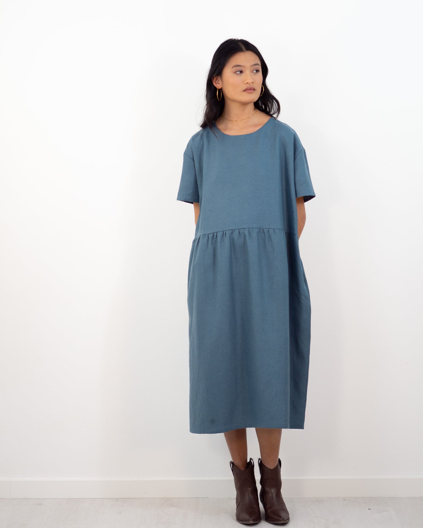 Anetta Lino azul  turquesa