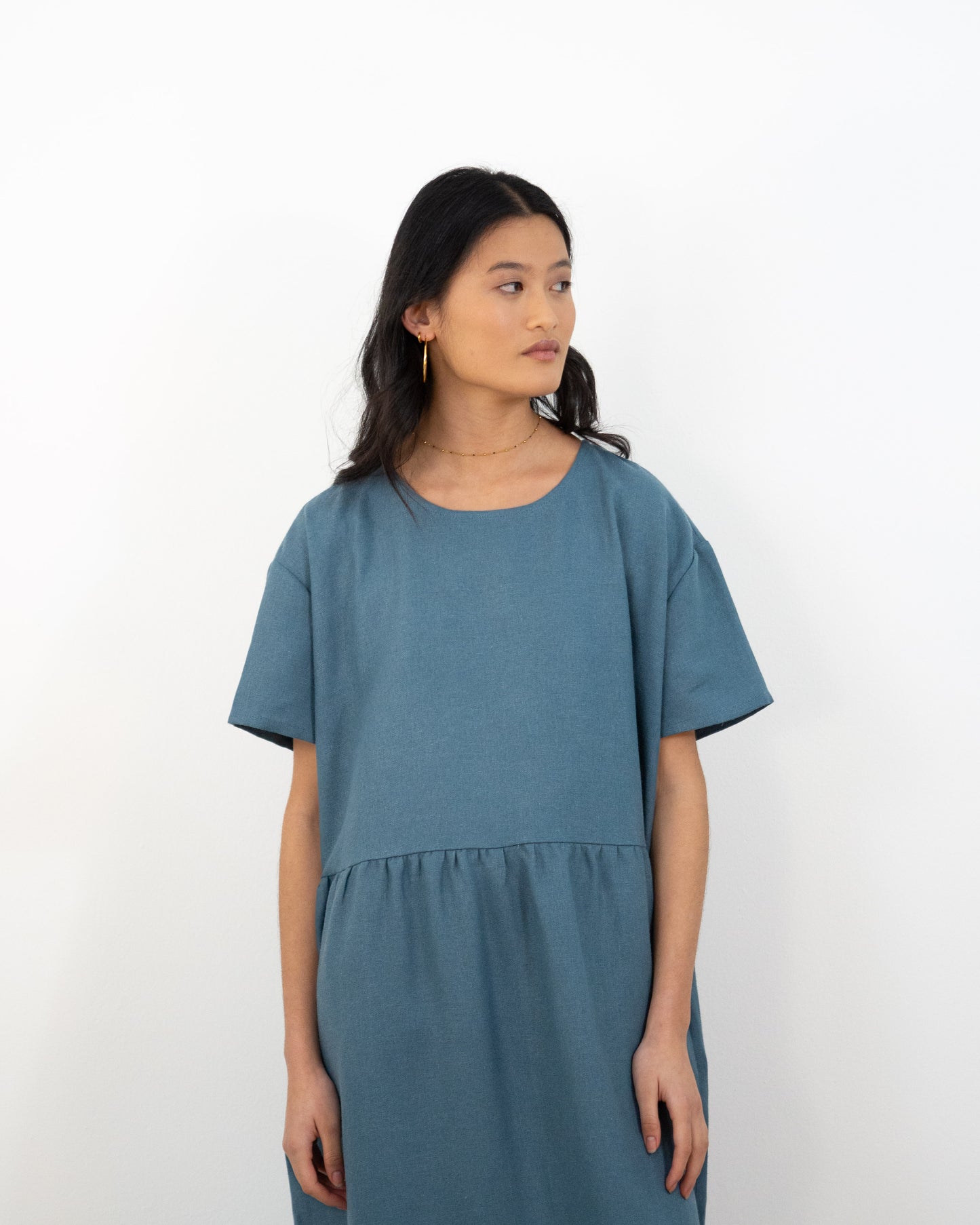 Anetta Lino azul  turquesa