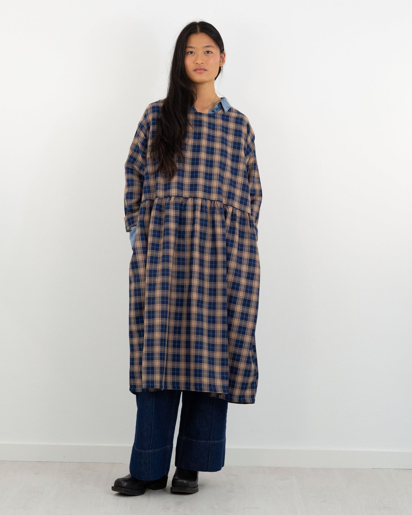 Vestido Anetta cuadros azul